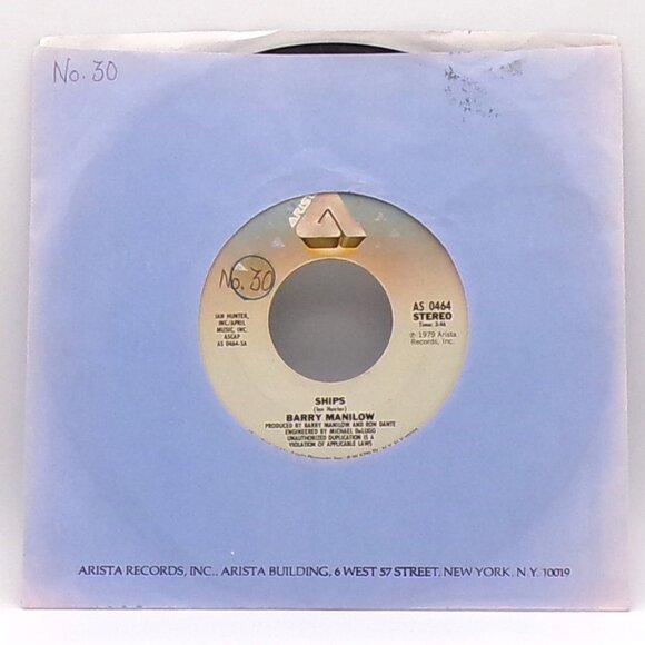 Ships/They Gave Into The Blues by Barry Manilow 45 - Picture 1 of 6